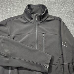 Tumi Tech Jacket Black Mens Small Tumi Softshell Packable Hood Pockets Travel